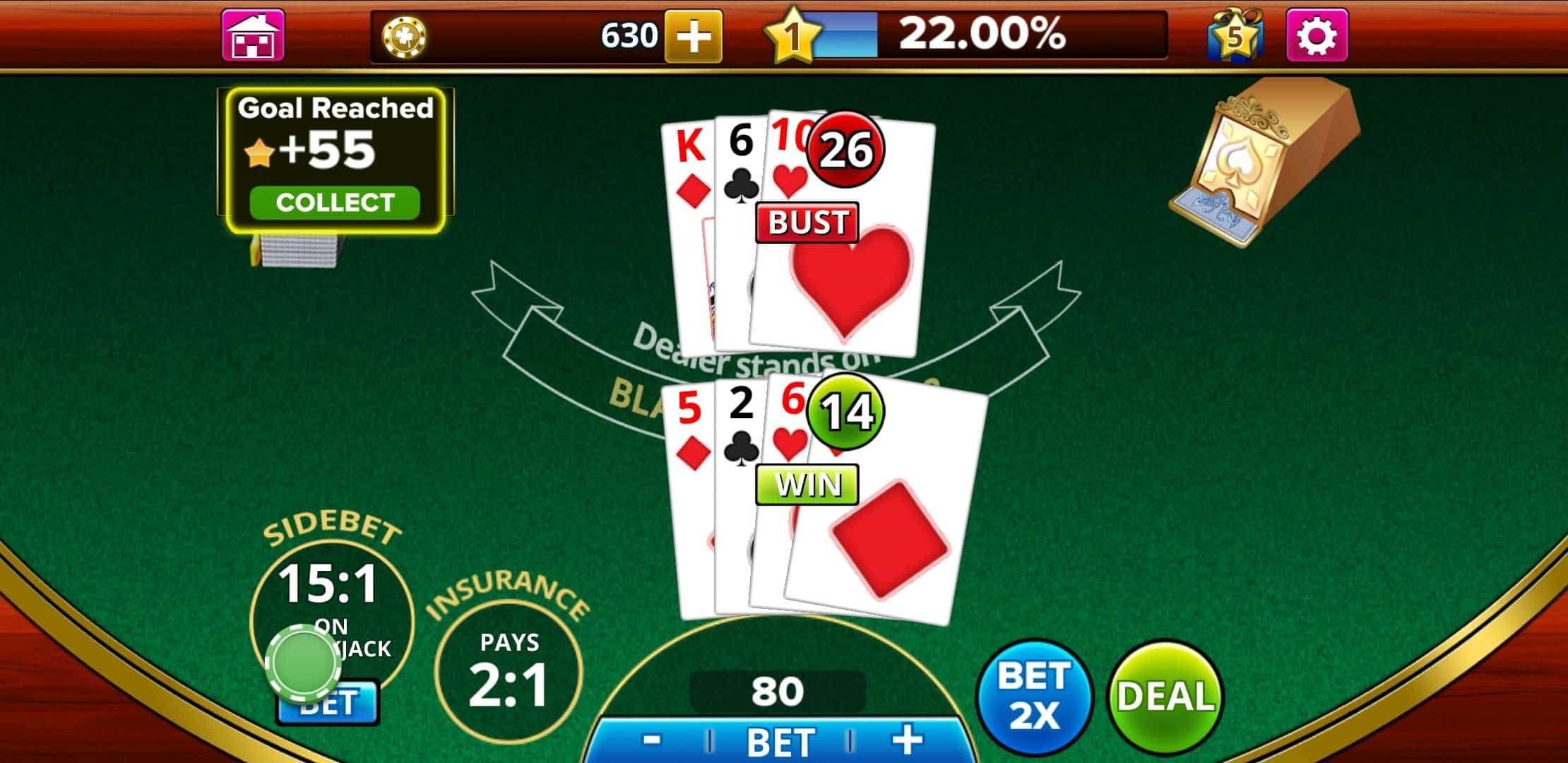 Tối ưu lợi ích từ cược phụ trong Blackjack