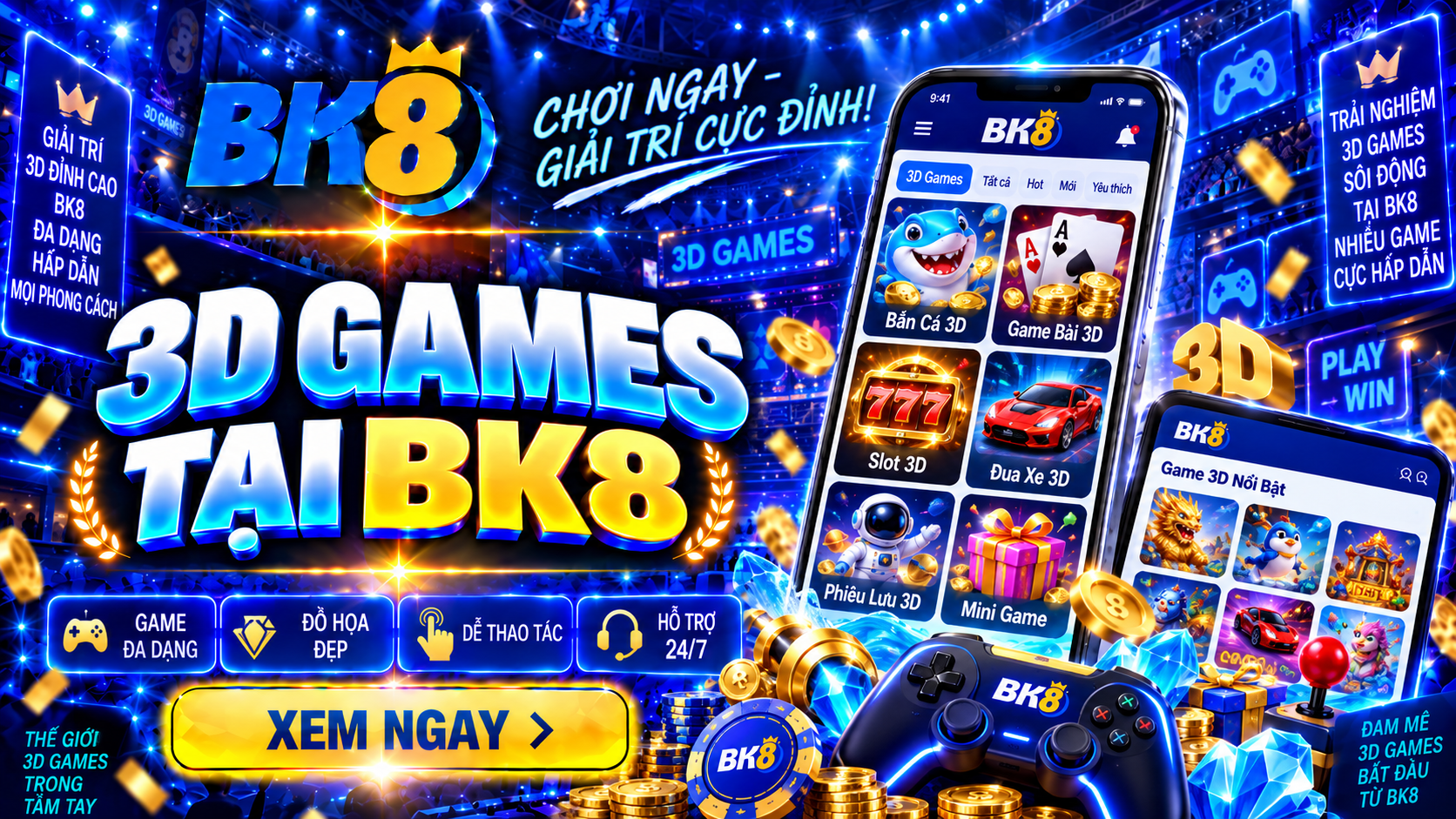 3D games BK8 - Bàn cược sống động, hệ thống trò chơi cực khủng