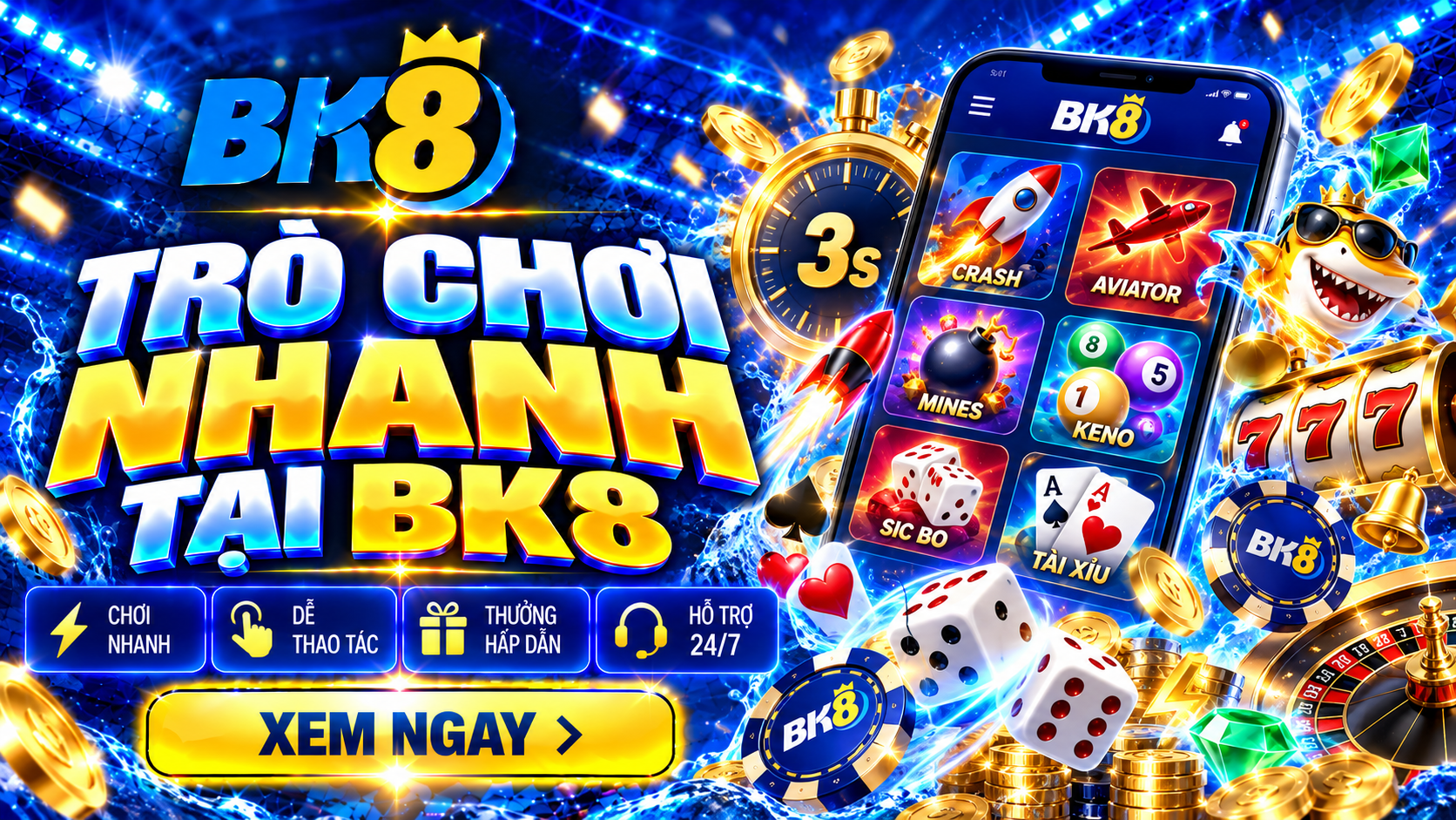 Trò chơi nhanh BK8 - Giải trí siêu tốc, nhận thưởng nhanh chóng